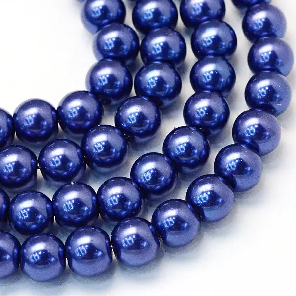 Baking Paint Pearlized Glass Pearl Round Bead Strands