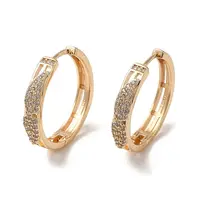 Brass Micro Pave Cubic Zirconia Hoop Earrings
