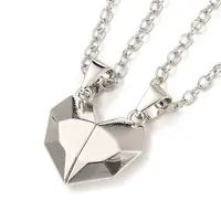 Rack Plating Alloy Heart Pendant Necklaces Sets