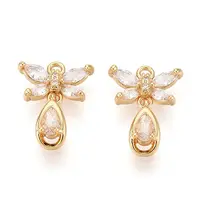 Brass Micro Pave Clear Cubic Zirconia Pendants