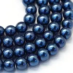Baking Paint Pearlized Glass Pearl Round Bead Strands