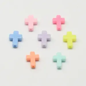 Opaque Acrylic Cross Beads