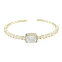 Cubic Zirconia Rectangle Open Cuff Bangle