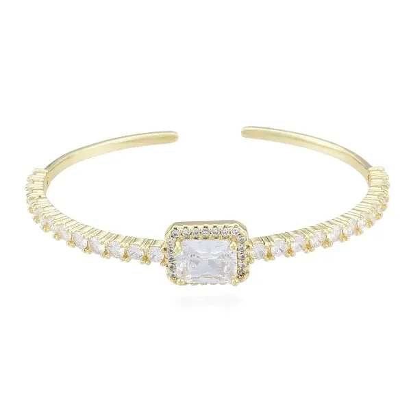 Cubic Zirconia Rectangle Open Cuff Bangle