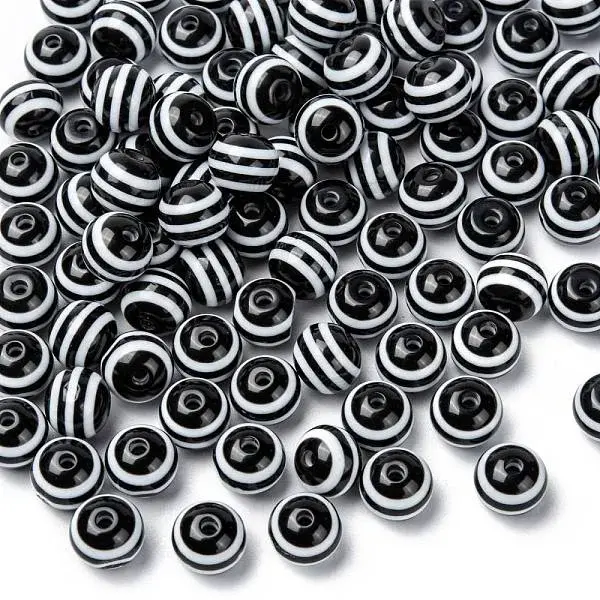 Round Striped Resin Beads