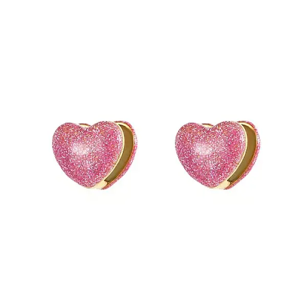 Heart Shape Golden 304 Stainless Steel Hoop Earrings