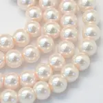 Baking Painted Pearlized Glass Pearl Round Bead Strands
