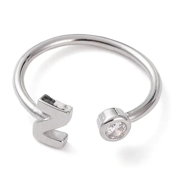 Brass Micro Pave Clear Cubic Zirconia Cuff Rings