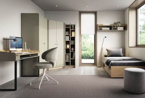 Velký studentský pokoj rudy - zelená/dub písečný