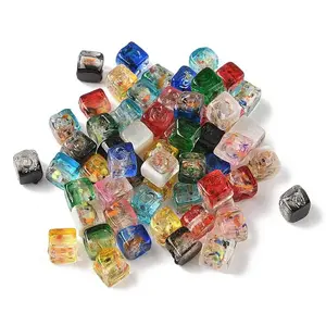 Baking Painted Handmade Gold Sand Lampwork Beads