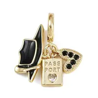 Brass Pave Clear Cubic Zirconia European Dangle Charms