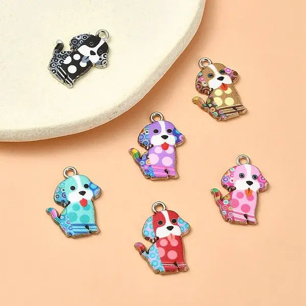 12Pcs 6 Colors Alloy Enamel Pandants