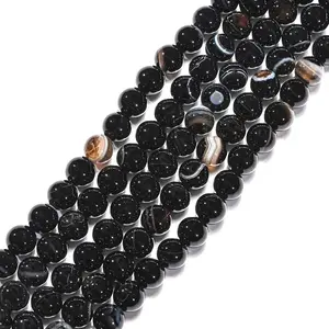 Natural Black Agate Beads Strands