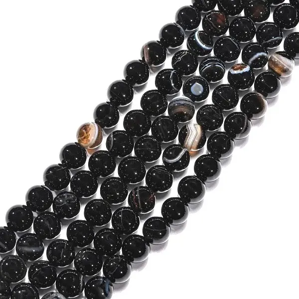 Natural Black Agate Beads Strands