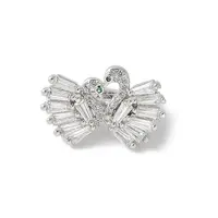 Swan Brass Micro Pave Cubic Zirconia Fold Over Clasps