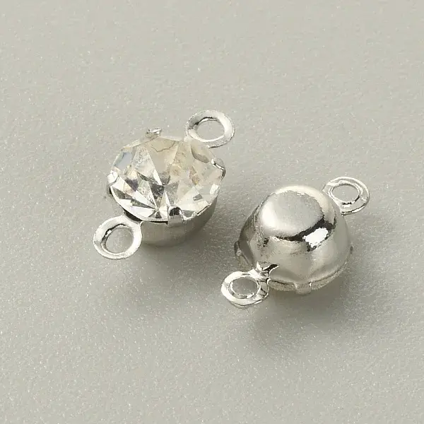 Brass Clear Cubic Zirconia Connector Charms