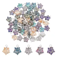 60Pcs Wire Wrapped Electroplate Glass Pendants