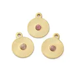 Real 14K Gold Plated Natural Rhodonite Pendants