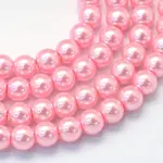 Baking Painted Pearlized Glass Pearl Round Bead Strands