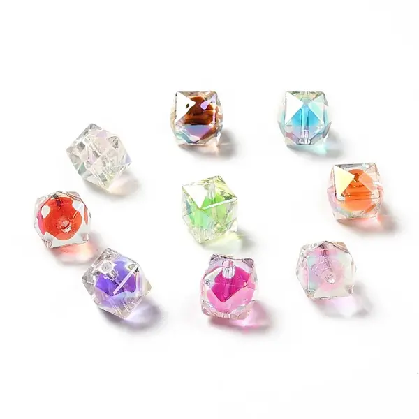 Two Tone UV Plating Rainbow Iridescent Acrylic Beads