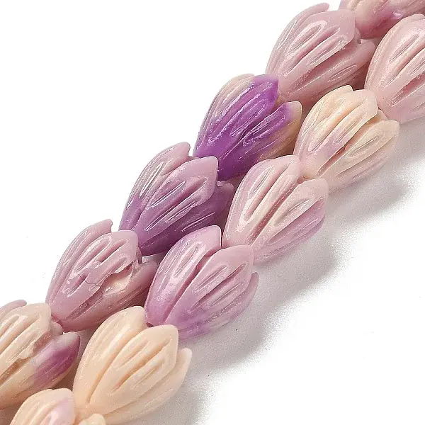 Synthetic Shell Dyed Carved Beads Strands