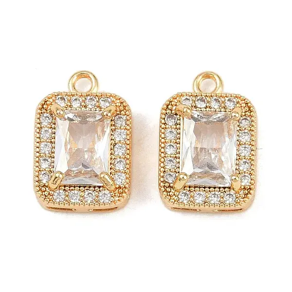 Brass Micro Pave Cubic Zirconia Charms