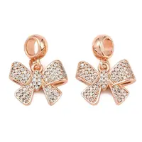 Brass Micro Pave Cubic Zirconia European Dangle Charms