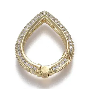 Brass Micro Pave Clear Cubic Zirconia Spring Gate Rings
