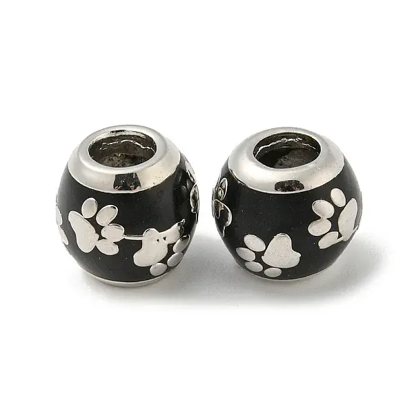 Platinum Tone Alloy Enamel European Beads