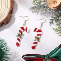304 Stainless Steel Glass Christmas Theme Dangle Earrings