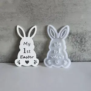 Easter Theme Rabbit with Word Pattern DIY Silicone Table Lamp Molds