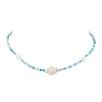 Summer Beach Sea Turtle Dyed Synthetic Turquoise & Glass Seed Beads Beaded Necklaces for Women