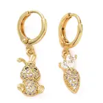 Clear Cubic Zirconia Rabbit & Carrot Asymmetrical Earrings