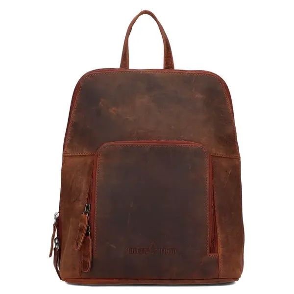 Vintage dámský kožený batoh Greenwood Anites - koňak