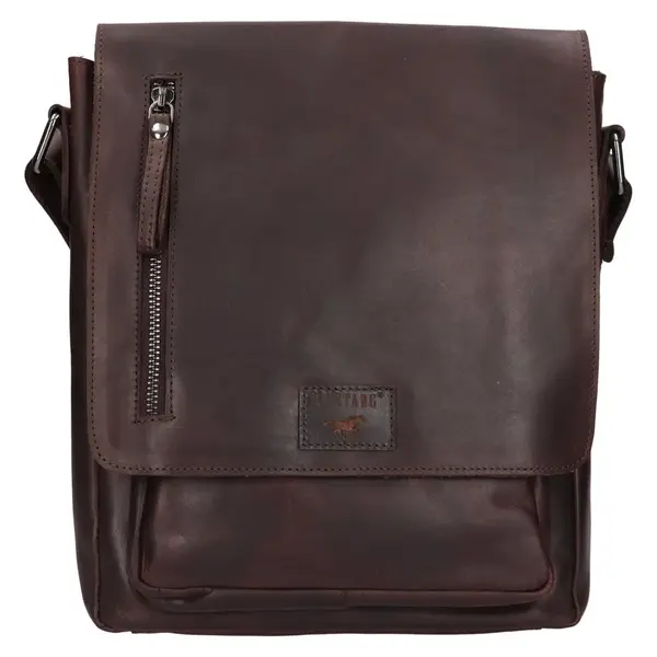 Pánská kožená taška přes rameno Mustang Hugo - tmavě hnědá