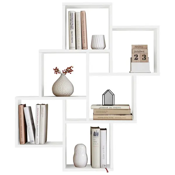 MID.YOU NÁSTĚNNÝ REGÁL, bílá, 82/95/16 cm