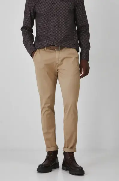 Kalhoty Medicine pánské, béžová barva, přiléhavé