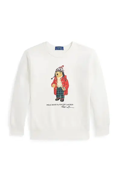Dětská mikina Polo Ralph Lauren bílá barva, s potiskem, 323960439002