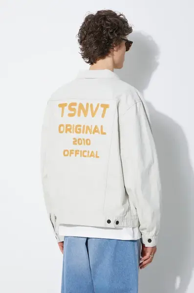 Džínová bunda thisisneverthat Trucker pánská, šedá barva, přechodná, oversize, TN241WOWLS06