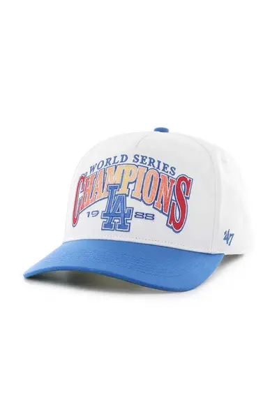 Bavlněná baseballová čepice 47 brand MLB Los Angeles Dodgers bílá barva, s aplikací, BCWS-ARCHH12CTP-WH88
