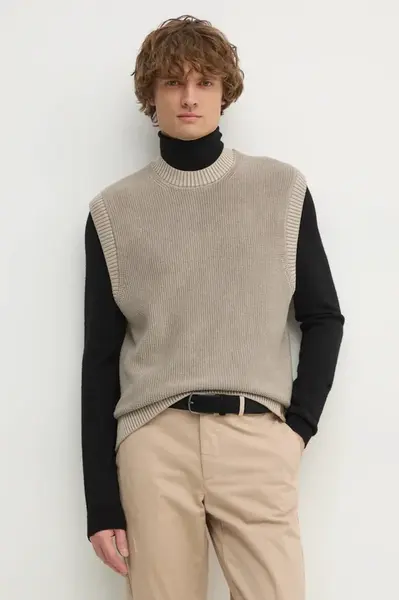 Svetr Calvin Klein Jeans pánský, béžová barva, J30J326744