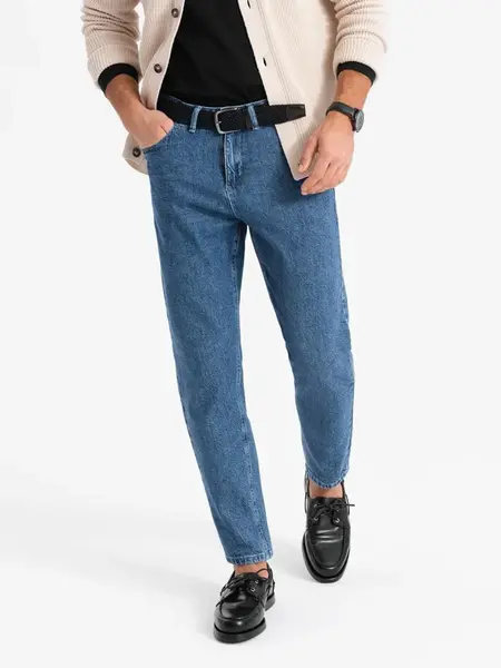 Ombre Marbled men's denim pants CARROT FIT - dark blue