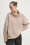 Svetr Superdry dámský, béžová barva, hřejivý, s golfem, W6110582A-E4Z