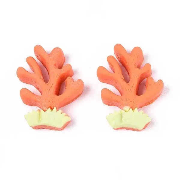 Coralline Opaque Resin Cabochons