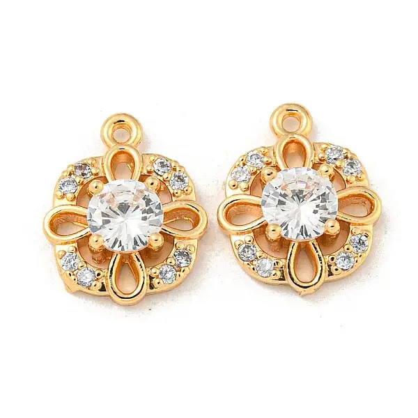 Brass Micro Pave Clear Cubic Zirconia Charms