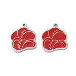 304 Stainless Steel Red Enamel Charms