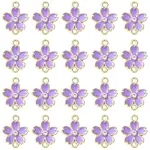 20Pcs Alloy Enamel 5-Petal Flower Connector Charms