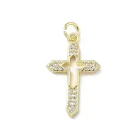Brass Micro Pave Clear Cubic Zirconia Pendants