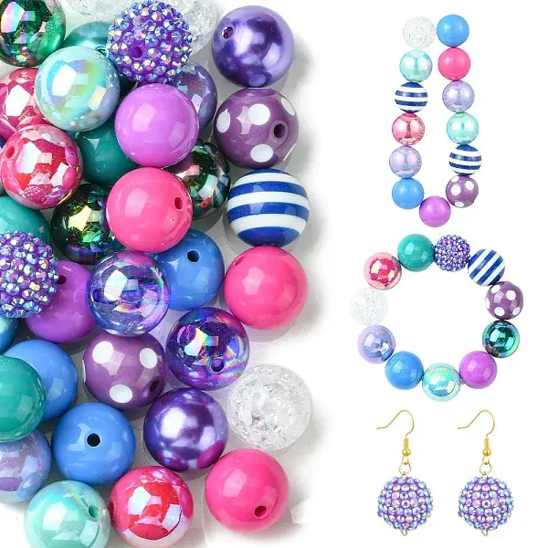 DIY Round Resin Beads and Acrylic Beads Jewelry Making Findings Kits