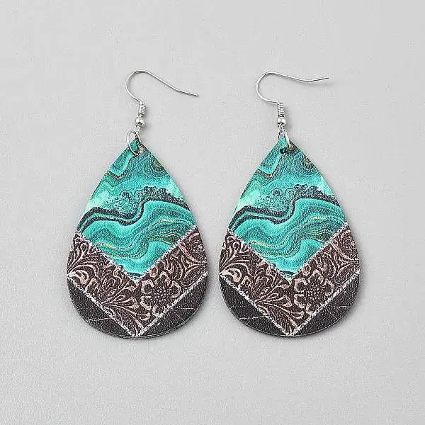 Artificial Leather Teardrop Dangle Earrings